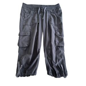 Alo Yoga Womens S Gray Cargo Jogger Pants Cropped Drawstring Utility Athleisure